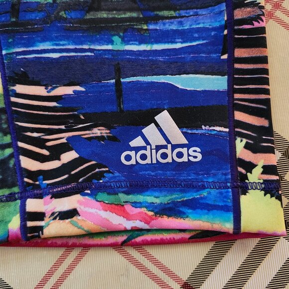 Adidas Multi Tropical Crops Capris Leggings Tights Size M Medium - Picture 6 of 6